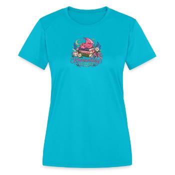 Romantasy Dragon Reader - Women's Moisture Wicking Performance T-Shirt - turquoise - Front - Zoe (177cm)