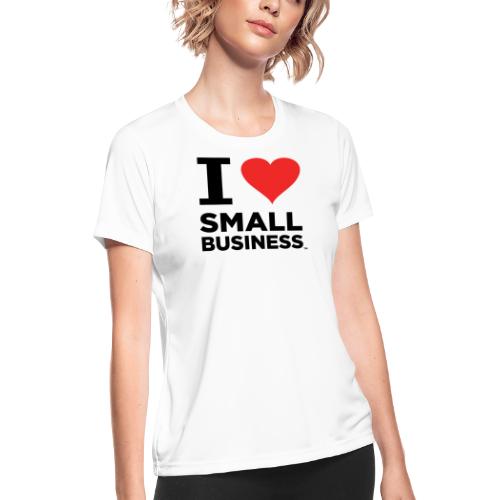 I Heart Small Business (Black & Red) - Women's Moisture Wicking Performance T-Shirt