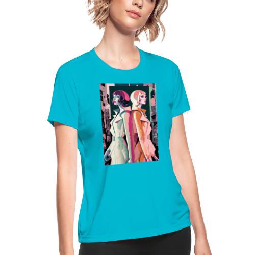 Trench Coats - Vibrant Colorful Fashion Portrait - Women's Moisture Wicking Performance T-Shirt