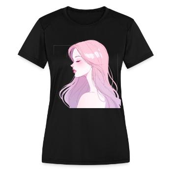 Cyber Panther Alpha – Futuristic Neon Tech Art - Women's Moisture Wicking Performance T-Shirt - black - Front - Zoe (177cm)