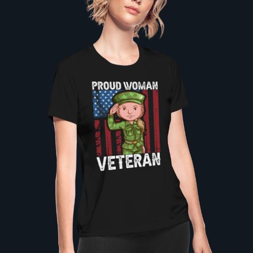 Proud Woman Veteran - Women's Moisture Wicking Performance T-Shirt