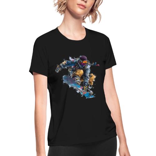 Snowboarding: Splash of Speed - Women's Moisture Wicking Performance T-Shirt