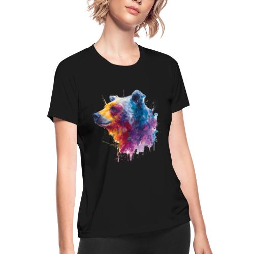 Watercolor Bear Portrait - Women's Moisture Wicking Performance T-Shirt