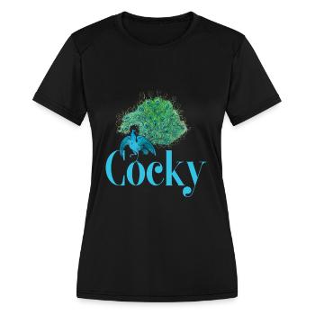 Cocky Peacock - Women's Moisture Wicking Performance T-Shirt - black - Front - Zoe (177cm)