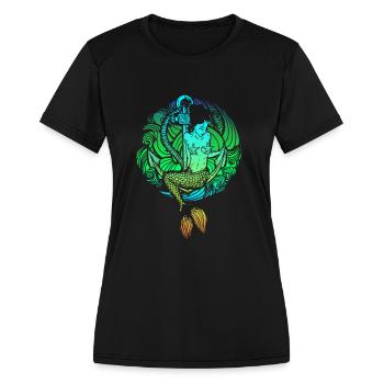 Mermaid Fantasy Ocean Vintage - Women's Moisture Wicking Performance T-Shirt - black - Front - Zoe (177cm)