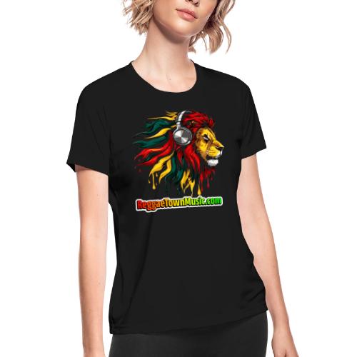Reggae Music Radio Lion Head Soundwaves design - Women's Moisture Wicking Performance T-Shirt