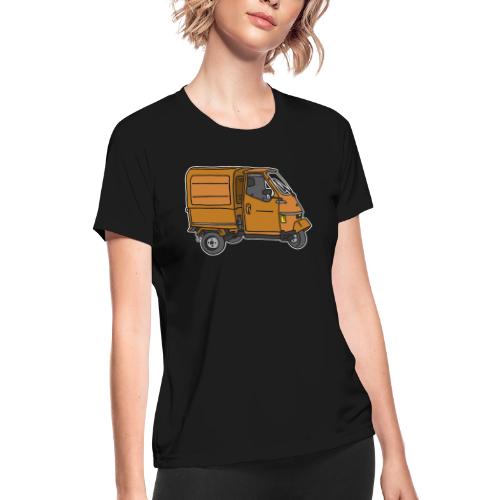 Orange tricycle transporter, old three-wheeled van - Women's Moisture Wicking Performance T-Shirt