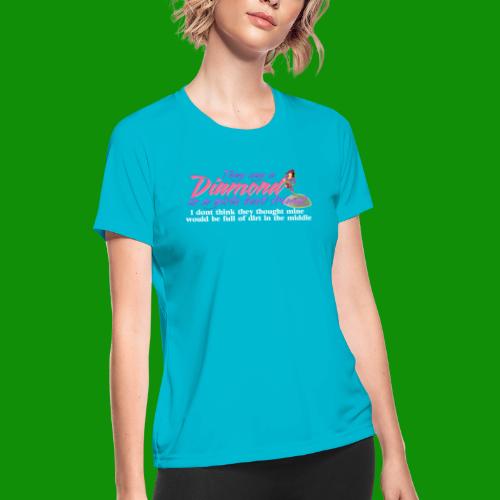 Softball Diamond is a girls Best Friend - Women's Moisture Wicking Performance T-Shirt