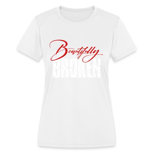 Beautifully Broken red white - Women's Moisture Wicking Performance T-Shirt
