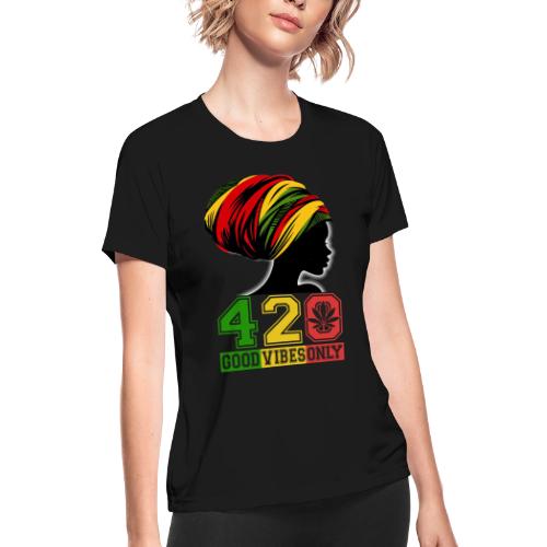 420 Day Women OnFire Weed Marijuana funny design - Women's Moisture Wicking Performance T-Shirt