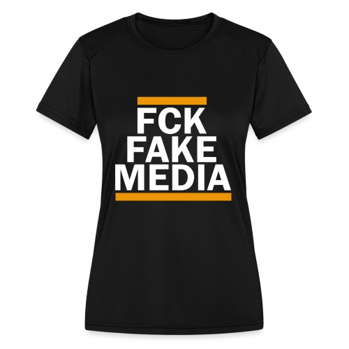 FCK FAKE MEDIA - ORANGE - Women's Moisture Wicking Performance T-Shirt