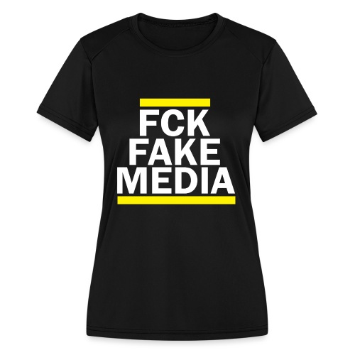 FCK FAKE MEDIA - YELLOW - Women's Moisture Wicking Performance T-Shirt