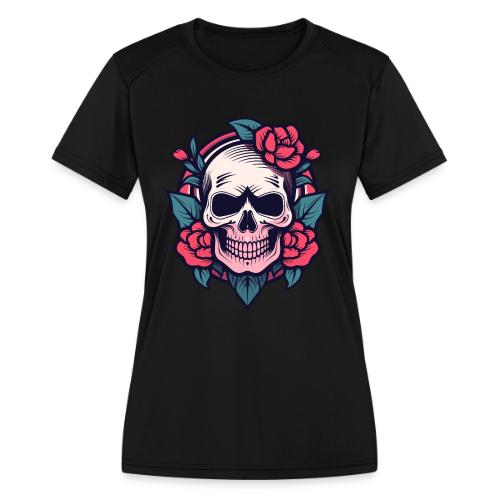 Rose Skull Tattoo - Women's Moisture Wicking Performance T-Shirt