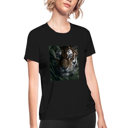 Tiger Jungle Eyes Wildlife Design - Women's Moisture Wicking Performance T-Shirt