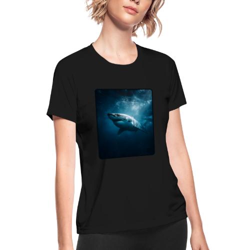 Great White Shark Ocean Design - Women's Moisture Wicking Performance T-Shirt