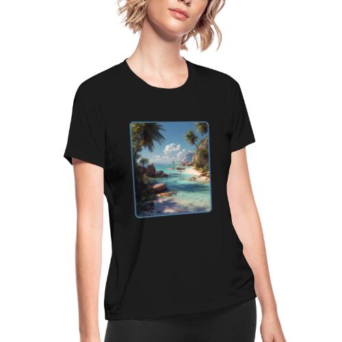 Tropical Island Paradise Ocean Design - Women's Moisture Wicking Performance T-Shirt