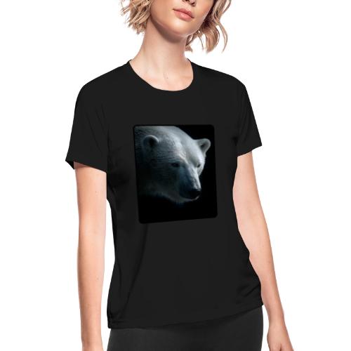 Polar Bear Close-Up Wildlife Design - Women's Moisture Wicking Performance T-Shirt