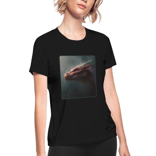 Red Dragon Fog Portrait Design - Women's Moisture Wicking Performance T-Shirt