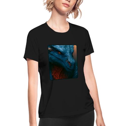 Turquoise Dragon Fire Eye Design - Women's Moisture Wicking Performance T-Shirt