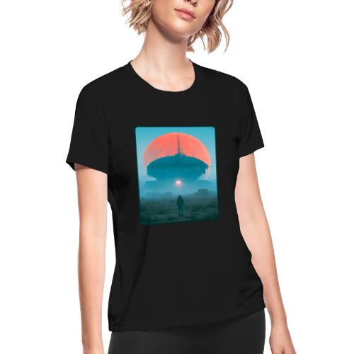 Astronaut Alien Outpost Design - Women's Moisture Wicking Performance T-Shirt