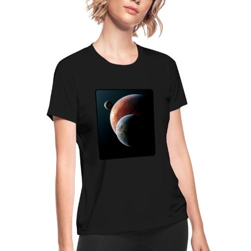 Three Planets Deep Space Design - Women's Moisture Wicking Performance T-Shirt