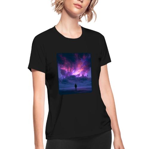 Cosmic Supernova Night Design - Women's Moisture Wicking Performance T-Shirt