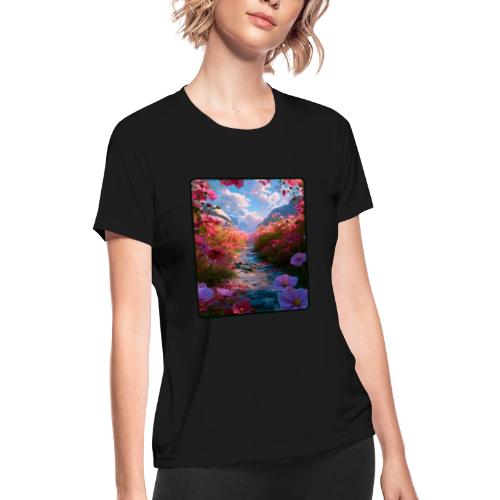 Dreamy Cosmos Valley Landscape Art - Women's Moisture Wicking Performance T-Shirt