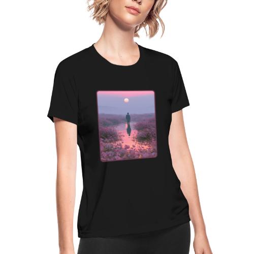Ethereal Sunset Flower Field Art - Women's Moisture Wicking Performance T-Shirt