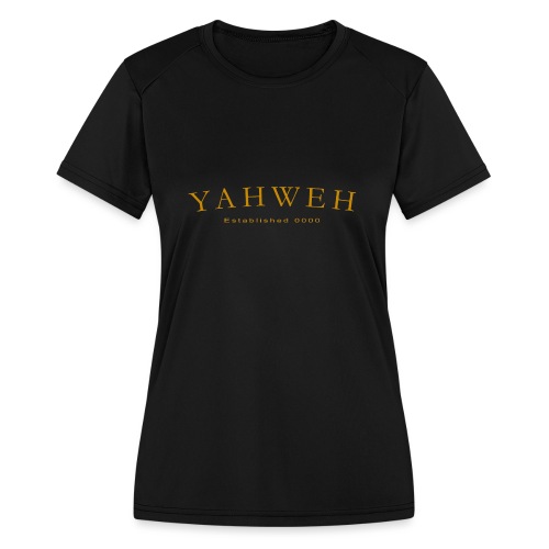 Yahweh Established 0000 in Gold - Women's Moisture Wicking Performance T-Shirt
