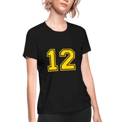 Number 12 in a classic athletic collegiate font - Women's Moisture Wicking Performance T-Shirt