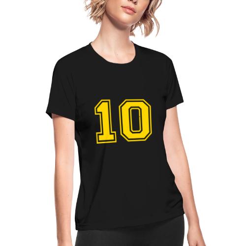 Number 10 in a classic athletic collegiate font - Women's Moisture Wicking Performance T-Shirt