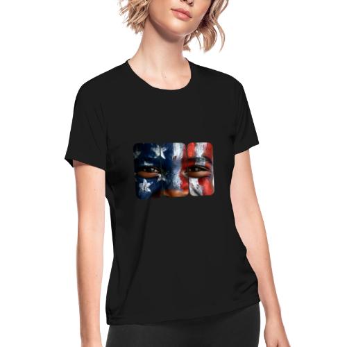 USA: Three Panels of Pride - Women's Moisture Wicking Performance T-Shirt