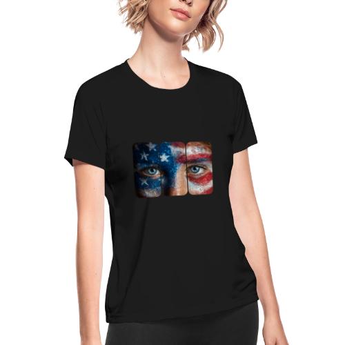 USA: Stars in Her Eyes - Women's Moisture Wicking Performance T-Shirt
