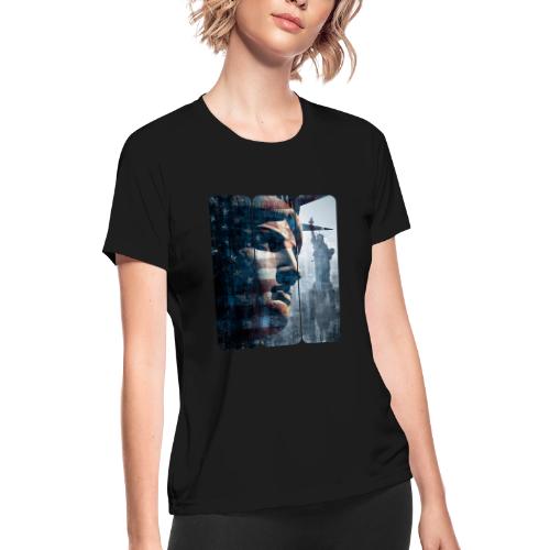 USA: Liberty in Three Visions - Women's Moisture Wicking Performance T-Shirt