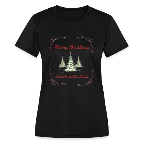 Beautiful Green Christmas Tree Graphic - Women's Moisture Wicking Performance T-Shirt