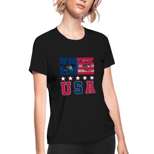 Stars and Vision USA - Women's Moisture Wicking Performance T-Shirt
