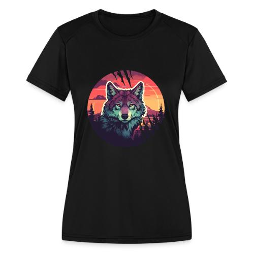 Colorful Wolf Stare - Women's Moisture Wicking Performance T-Shirt
