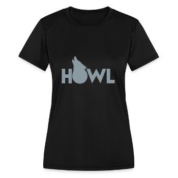 moon wolf HOWL - Women's Moisture Wicking Performance T-Shirt - black - Front - Zoe (177cm)