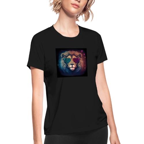Jesus Lion of Judah wearing love glasses - Women's Moisture Wicking Performance T-Shirt