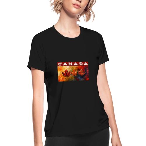 Painted Canada Leaves - Women's Moisture Wicking Performance T-Shirt