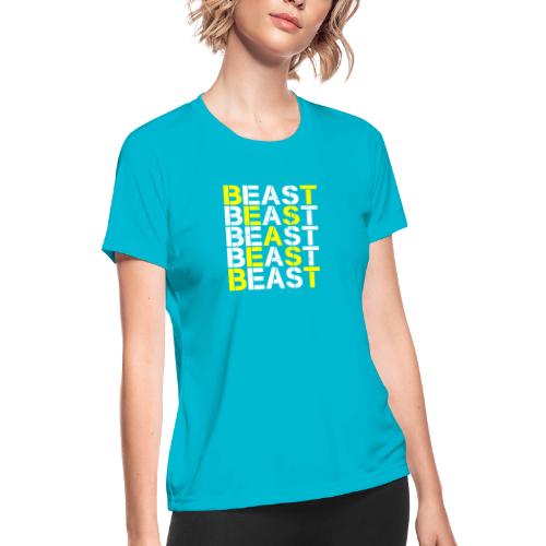 All Beast Bold distressed logo - Women's Moisture Wicking Performance T-Shirt