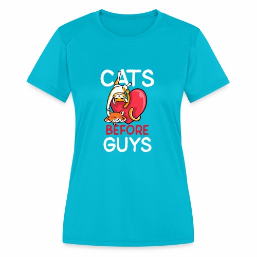 two cats before guys heart anti valentines day - Women's Moisture Wicking Performance T-Shirt