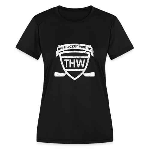 The Hockey Writers Distressed Logo - white - Women's Moisture Wicking Performance T-Shirt