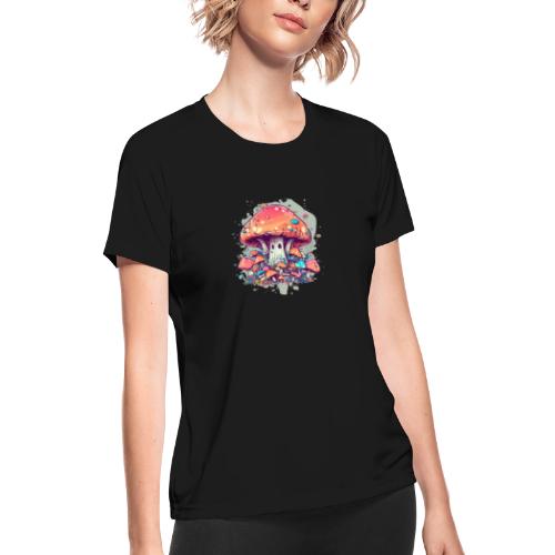 Mushroom Fun Room - Women's Moisture Wicking Performance T-Shirt