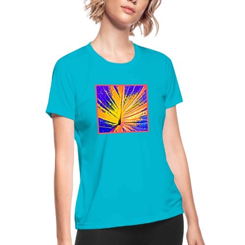 Vibrant Neon Leaf Pattern - Women's Moisture Wicking Performance T-Shirt