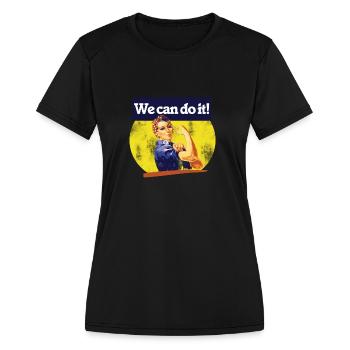 We Can Do It! Feminist Rosie - Women's Moisture Wicking Performance T-Shirt - black - Front - Zoe (177cm)