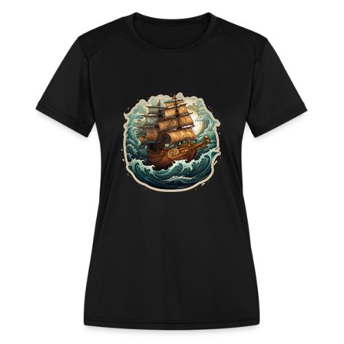 The journey of the Vikings on a stormy ocean - Women's Moisture Wicking Performance T-Shirt