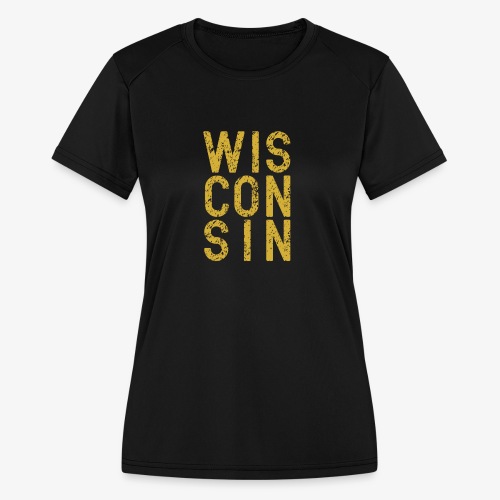 Yellow Distressed Wisconsin - Women's Moisture Wicking Performance T-Shirt