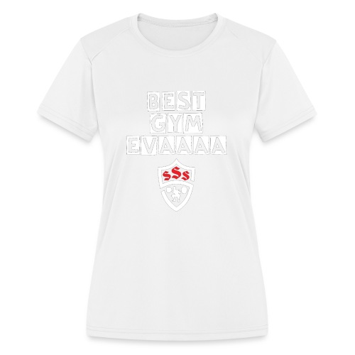 Best Gym Evaaa White and Red - Women's Moisture Wicking Performance T-Shirt