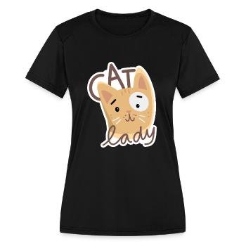 Meow cute Cat Lady - Women's Moisture Wicking Performance T-Shirt - black - Front - Zoe (177cm)